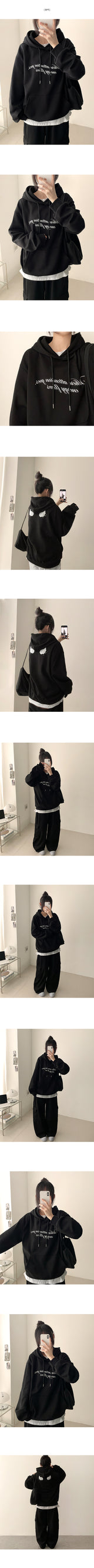 リアンバックエンジェルプリントレタリングフーディ