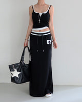 Color Layered Double Button Sleeveless