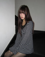 Bri Striped Shirring Long-Sleeve T-Shirt
