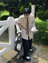 No.0860 soft check light over SHIRT (3color)
