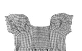 [Scrunch SET ] Unru Puff Shirring Layered Button Blouse