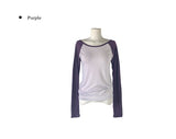 Keuen Raglan Color Matching See-through Long Sleeve T-shirt