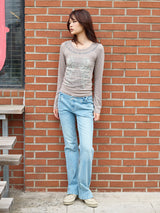 SCOOP NECK L/S SAND