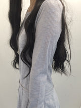 line and pleated dress