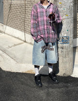 No.0785 thin C string check SHIRT (3color)