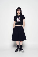 25SSナインティーズレトロバニーウーマンショートスリーブTシャツ ブラック