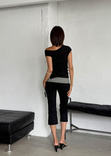 STRIPE FOLDING CAPRI PANTS