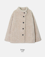 #Fluffy Boucle Ｈigh Neck Half Coat (4color)
