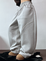 FLEECE-PICKABLE❤HARDY CIRCLE LINE BALLOON LONG SWEAT PANTS🤎🩶🖤3COLOR