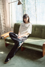 26SS★ ドローステッチ刺繍半袖Tシャツ
