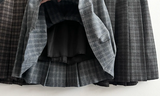 Bomi A-line pleated check midi skirt 