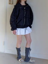 BOAT NECK FRILL DRESS / BLACK