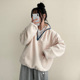 Undun incision coloration Fleece half zip-up
