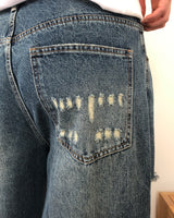 Babun Distressed Wide Denim Pants