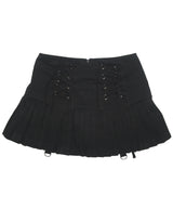 コルセットプリーツロースカート Black