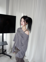 ウェーブワンショルダークロップT