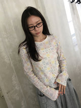 ヒデニフラワーパッチワークパンチングTシャツ