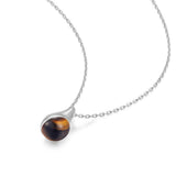 silver tiger eye drop pendant rhodium plating + 925 silver necklace N068-05H