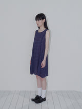 バルーンチェックドレス (ネイビー)