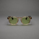 Vatic Vintage Optical Soto Champagne / Blue Demi 8mm thick-cut acetate frame glasses with light green lenses