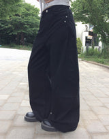 グラン ポケット カットライン ワイド ロング コットンパンツ