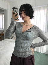 BUTTON SLIM KNIT