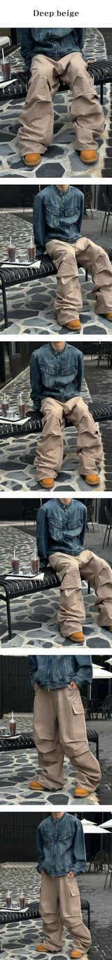 [Unisex] Parachute hard cotton cargo pants(3color)