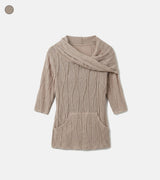 26SS★ [ EEUN MADE ] Twist Off-Shoulder Hood Knit