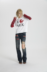 SEXXDEVIL "I LOVE 3EX" Red Plaid Layered TEE