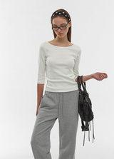 [B-BASIC] Standard Boat Neck 7/8 Sleeve T-Shirt 2SIZE