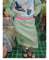UnsocialNight original design autumn and winter light green cute イラストプリントハーフスカート female
