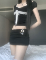 Hacken Ribbon Lace Top (black)