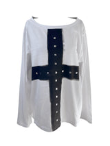 cross stud loose fit long sleeve (2color)