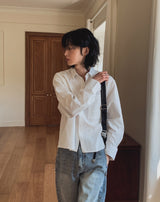 ドローイングストライプクロップシャツ
