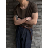 [MUSCLE FIT] U neck muscle half-shirts(8color)
