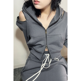ANTIQUE ZIPPER CROP HOODIE