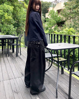 Kerry Stud Strap Balloon Fit Cotton Long Pants