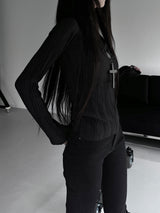 minimal pleated long sleeve T (3color)