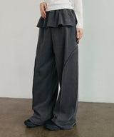 Pigmented Frill Skirt Pants Charcoal