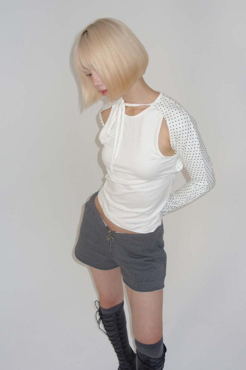 ネックストラップTシャツ_DOT WHITE