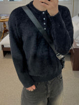 Hazy Angora Henley Neck Knit (6 Colors)