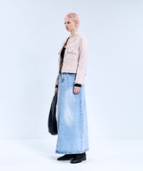 85-VIVAJ048 Multi-Color Crop Tweed Jacket Pink