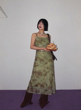 MIDNIGHT ORIENTAL FLORAL LONG DRESS