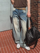Exing Fading Washing Denim Pants