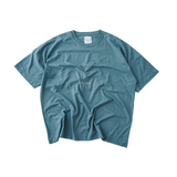 Hierarchy Studios - ワイドエヴィルロゴダスティーブルーオーバーサイズTシャツ