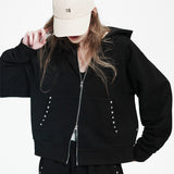 Holy Symbol Oversized hooded zip-up_BLACK