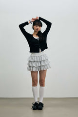 LYLA LAYERED CARDIGAN / BLACK-WHITE