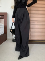 Grace Two-Tuck Button Wide Long Slacks