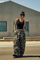 (W) CURVED DOUBLE POCKET CAMO PANTS