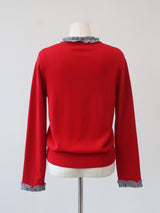 check frill cardigan 